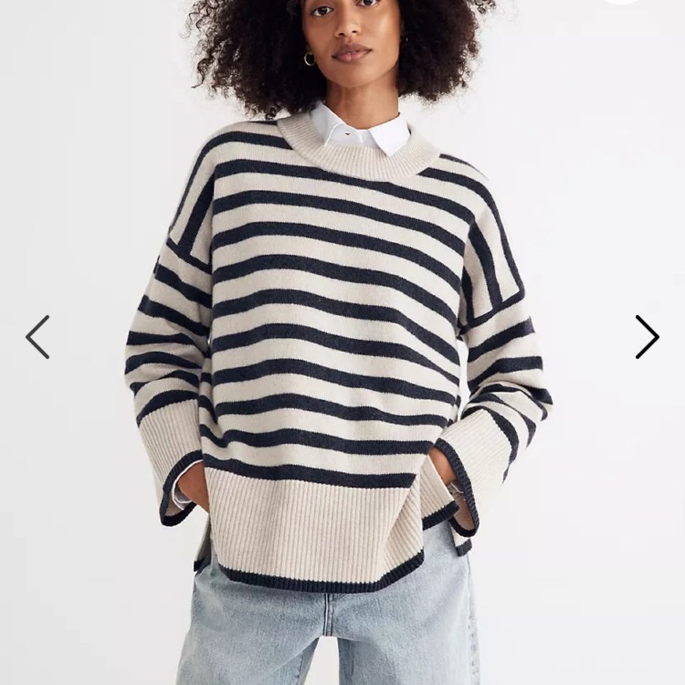 Madewell Resourced Cashmere sweater in heather night stripe